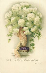 Postcard greetings flowers vase painting
