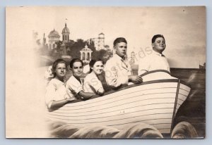 J94/ Baltimore Maryland RPPC Postcard c1910 Studio Boat Family 333