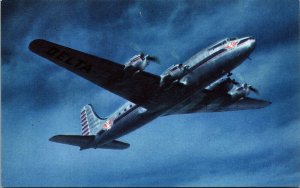 Postcard Super-Deltaliner Airplane in Flight~4611