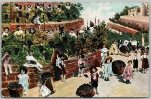 MULTIPLE BABIES GREENING THE TOWN 1912 ANTIQUE POSTCARD 