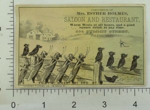 1870's Mrs. Esther Holmes Saloon & Restaurant Toledo OH Crows Grasshoppers P103