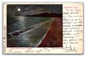 Moonlight Beach View on Puget Sound Washington WA UDB Postcard U22