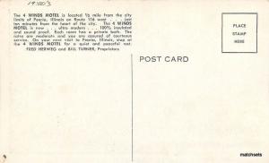 1950s 4 Winds Motel Interior Peoria Illinois postcard 12378 