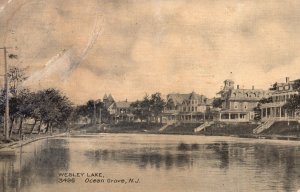 Vintage Postcard 1908 Wesley Lake Buildings Apartments Ocean Grove New Jersey NJ