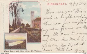 CINCINNATI , Ohio , 1903 ; Water Tower & River View. Ft Thomas