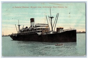 1913 Palatial Steamer Morgan Line Arriving At New Orleans Louisiana LA Postcard