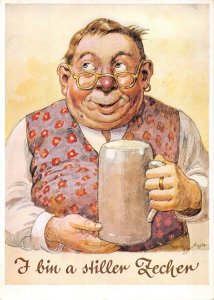 US4143 I bin a Stiller Zechen Man holding Beer comic