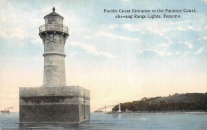 Pacific Coast Entrance to Panama Canal, Range Lights Lighthouse c1910s Postcard