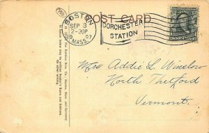 Dorchester MA Edward Everett Square Trolley in 1907 Postcard
