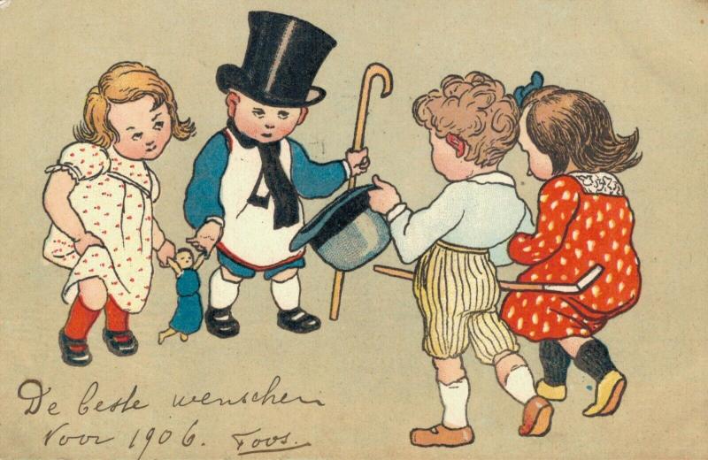 Happy New Year vintage postcard 02.52