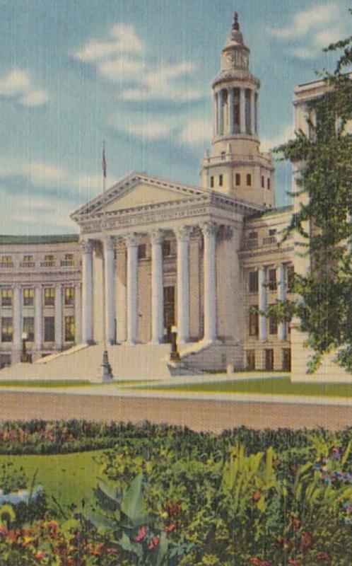 Colorado Denver Vista Of City & County Building From Civic Center Curteich