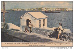 Two Passengers & A Dog Await The Ferry Across The Hamilton, by Colonial Airli...