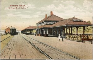 Muskoka Wharf Ontario Grand Trunk Railway GTR Train Station c1909 Postcard E86