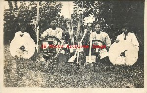 Unknown Location, Asian Men, RPPC, Prizes Won by Students, Farm Tools