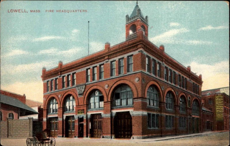 Lowell MA Fire Station c1910 Postcard