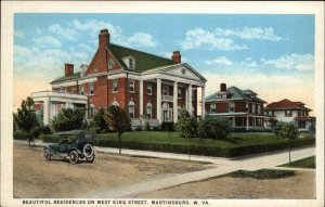 Martinsburg West Virginia WV West King St Residence Vintage Postcard