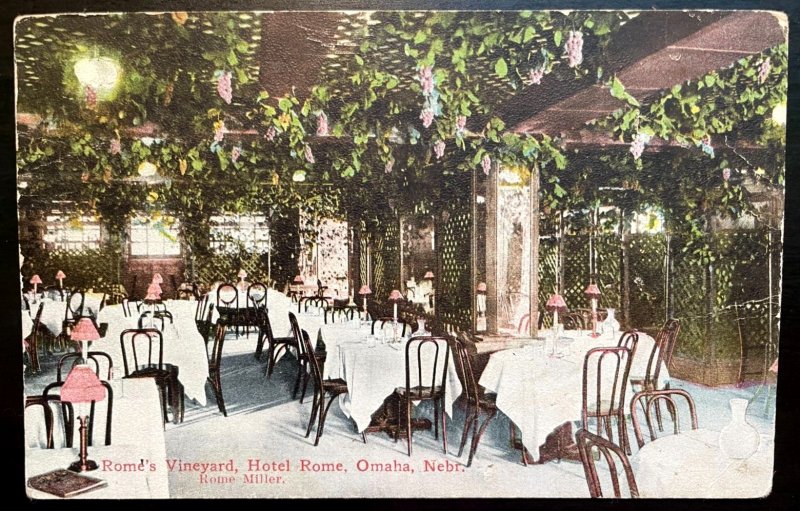 Vintage Postcard 1907-1915 Hotel Rome, The Vineyard Restaurant, Omaha, Nebraska