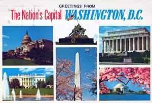 VINTAGE POSTCARD CONTINENTAL SIZE GREETINGS FROM THE NATION'S CAPITOL MULTIVIEW