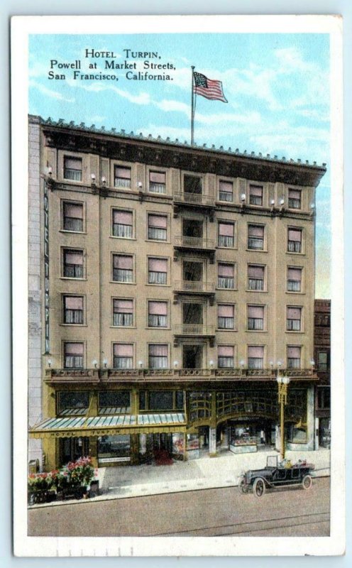 SAN FRANCISCO, CA California HOTEL TURPIN Powell at Market Streets 1928 Postcard