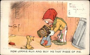 A/S Gene Carr Boy in Basket Goes for Pie with Dog c1910 Vintage Postcard