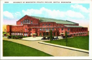 Postcard WA Seattle University of Washington Athletic Pavilion 1930s S68