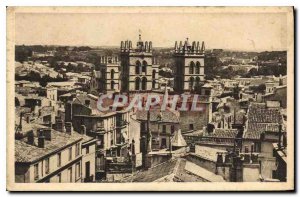 Postcard Old Montpellier Herault Panorama to the Cathedrale Saint Pierre