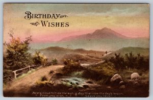 Birthday Wishes, Rhyme, Rural Scene, 1926 Hand Colored Postcard, Slogan Cancel