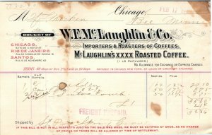 c1903 Chicago, MN W.F. McLaughlin Coffee Letterhead Antique Receipt Invoice R1