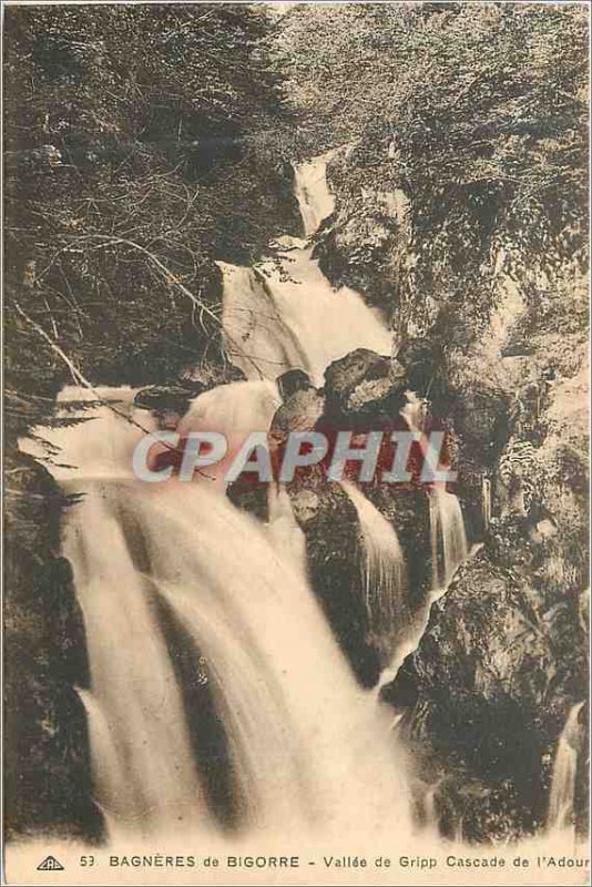 Old Postcard 53 Bagneres de Bigorre Valley Gripp waterfall of Adour