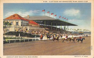 Horse Racing Club House Grandstand Race Track Miami Beach Florida 1936 postcard