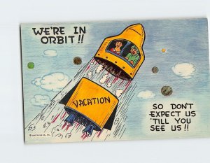 Postcard Were In Orbit!! So Dont Expect Us Till You See Us!! w/ Comic Art Print
