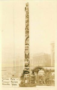 1920s Totem Pole Pioneer Square Seattle Washington RPPC Photo Postcard 5356