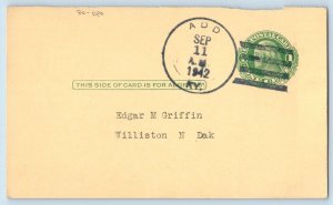 DPO Add Kentucky KY Postcard Edgar Griffin Williston North Dakota ND 1942 Posted