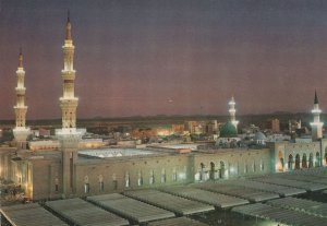 Green Dome & Prophets Holy Mosque At Night Saudi Arabia Postcard