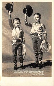 RPPC MCLAUGHLIN BROS. Rodeo Cowboys Trick Ropers c1930s Vintage Photo Postcard