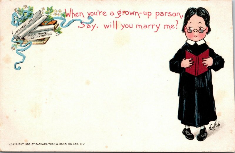 E Curtis~Boy as Grown-Up Parson~Will You Marry Me?~Certificates~1903 TUCK