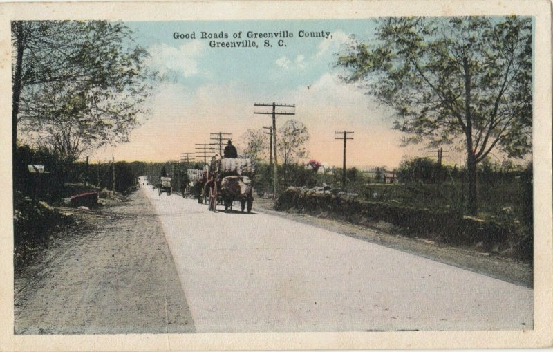GREENVILLE , South Carolina , 190010s ; Cotton Wagons On Road United