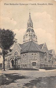 A87/ Greenfield Ohio Postcard 1917 First Methodist Episcopal Church Building