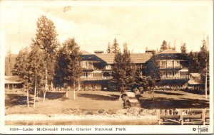 Real Photo Postcard Lake McDonald Hotel at Glacier National Park, Montana