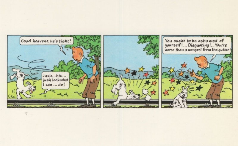 Tintin Dog Snowy Drunk On Pavement French Comic Strip Postcard | Topics -  Cartoons & Comics - Cartoons, Postcard / HipPostcard