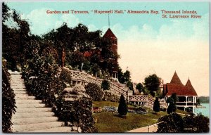 Garden & Terraces Hopewell Hall Alexandria Bay Thousand Islands Postcard