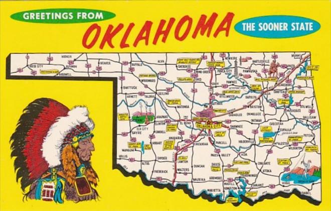 Greetings From Oklahoma With Map