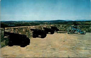 Vtg Fort Ticonderoga NY Cannons View from Fort Walls Looking North Postcard