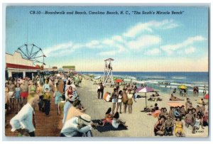 c1940's Boardwalk & Beach Carolina Beach North Carolina NC Ferris Wheel Postcard