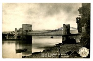 UK - Wales, Conway Castle. Tubular & Suspension Bridges. L&NW Rwy
