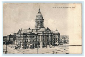 Court House Evansville Indiana Station B Halloween Postmark Vintage Postcard 