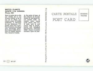 Unused Pre-1980 PLANTE MOTEL Gaspe Quebec QC o0354