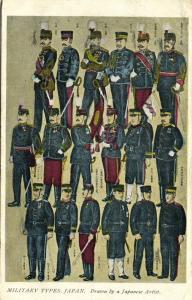 Russo-Japanese War, Japanese Military Types Uniform (1904) Postcard