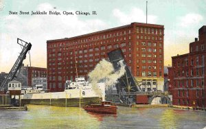 Steamer Jack Knife Bridge Chicago Illinois 1910c postcard