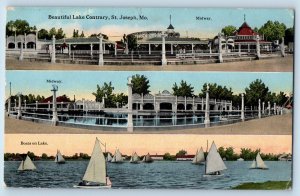 St. Joseph Missouri MO Postcard Beautiful Lake Contrary Midway Multiview c1915